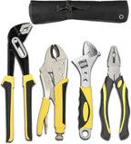 DOWELL 4-Piece Pliers Set - 8 & 10-Inch Combination, Locking & Groove Joint Pliers, Adjustable Wrench, Tool Pouch