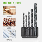 Greenworks 21 Pcs Black Oxide Drilling Bit Set,135 Degree Split Point, Black Oxide Coated, For Plastic, Wood and Metal