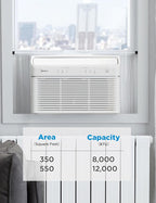 Midea 8,000 BTU Smart Inverter Air Conditioner Window Unit with Heat and Dehumidifier – Cools up to 350 Sq. Ft., Energy Star Rated, Quiet Operation, Electronic Controls, Remote Control, White