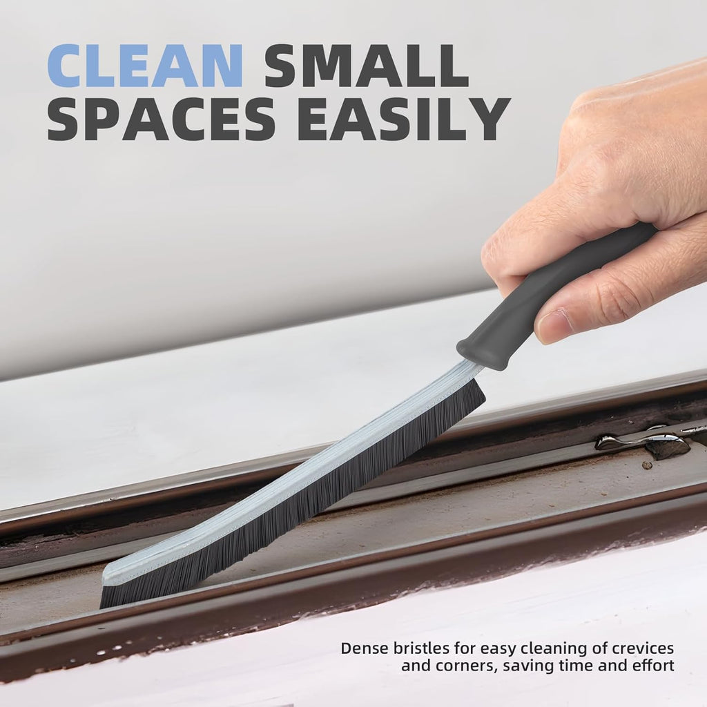Hard Bristle Crevice Cleaning Brush - Cleaning Supplies - Grout Cleaning Brushes for Household Use - Crevice Cleaning Tool for Bathroom, Home and Kitchen (3, Grey)