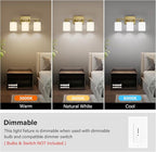 Brushed Gold Bathroom Light Fixtures, 3-Light Modern Vanity Light Over Mirror, Wall Sconces with Milky White Frosted Glass Shades, E26 Socket (Bulbs Not Included)