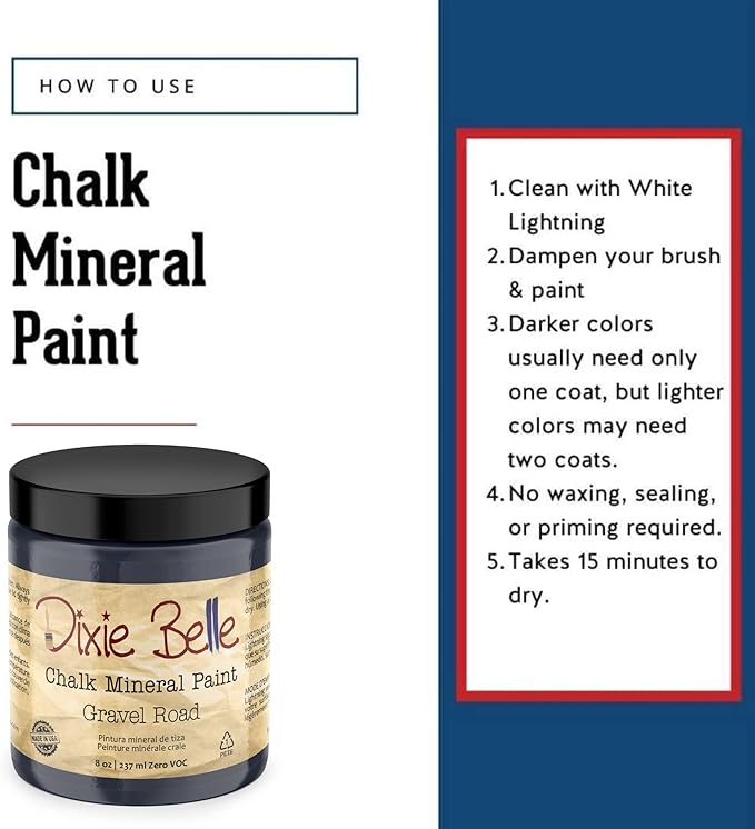 Dixie Belle Paint Company Chalk Finish Furniture Paint - Gravel Road (8oz) - Matte Warm Gray Chic Chalk Mineral DIY Furniture Paint