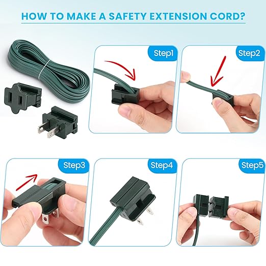 SPT-2 Wire 18 Gauge 100 Ft And 6 Vampire plugs,Is a Flexible Two Core Parallel Connection Cable for light Strings And low Voltage Equipment Suitable for Indoor And Outdoor Can Be Directly Buried Green