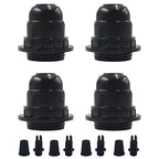 4Pcs E26 E27 Bakelite Black Medium Base Light Socket, Keyless DIY Vintage Style Edison Lamp Holder, Retro Replacement Cover Pendant Lamp Holder for Bulbs and Lampshades