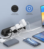 45W Fast Charging Station,Desk Clamp Power Strip,4 PD USB-C Ports,5 AC Outlets,Surge Protector Power Strip, 14AWG Heavy Duty Cord, Fits 1.9" Tabletop Edge (Black, 10 FT Cable)