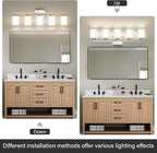 Brushed Nickel Bathroom Light Fixtures, 5-Light Modern Vanity Light Over Mirror, Wall Sconces with Milky White Frosted Glass Shades, E26 Socket (Bulbs Not Included)