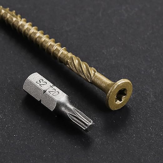 #10 * 4" Deck Screws, (53pcs) 1 lbs.Exterior Wood Screws, Rust Resistant Epoxy Coated, Bronze, T20 Star Bit