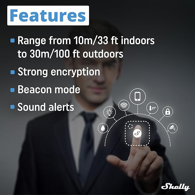 Shelly Blu Button Tough Mocha | Bluetooth-Operated Multi-click Action and Scenes Activation Button | Versatile Control | Home Automation | IP54 Waterproof | Highly resilient | Broad range