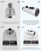 Hibbent Stainless Steel Pull Down Spray Head Replacement with 15 Adapters, NSF/ANSI/CAN 61 & CUPC Certified 3-Function Kitchen Faucet Nozzle, Compatible with Moen, Delta, Kohler Faucet, Chrome