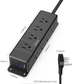 30W USB C Power Strip Surge Protector,4 Side 12 Outlets Desk Power Strip with Ultra Thin Flat Plug,PD Fast Charing,2 USB-C,2 USB-A(4 USB Total 40W),10ft Flat Extension Cord with Multiple Outlets,1200J