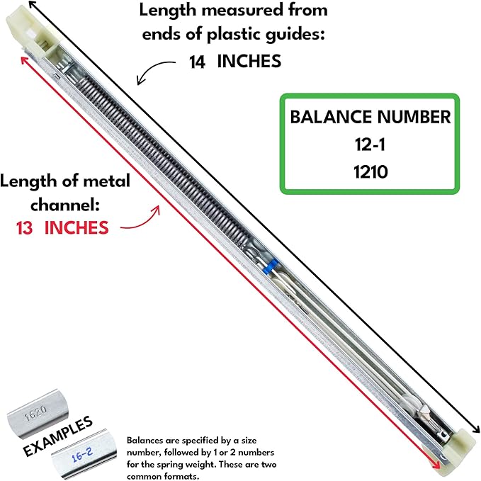 12-1 1210 Window Balance Spring Replacement, Block and Tackle Cartridge Channel Balance, CWH Premium Replacement Balances for Windows, Stamped Size 12-1 Overall Length 14"