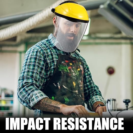 4 Pack Safety Face Shield for Grinding and Cutting, Full Impact Resistant Face Shield Mask for Work Chemical Woodworking (Yellow)