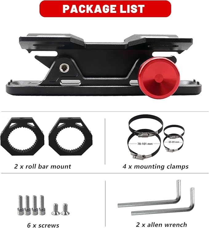 UTV Fire Extinguisher Mount Kit - Aluminum Adjustable Quick Release Roll Bar Car Fire Extinguisher Bracket Holder for 1.75-2in Roll Bar ATV UTV Polaris RZR SXS Ranger Camper Jeep Can-Am Durable