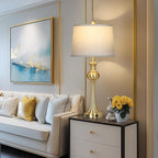 28.75" Gold Table Lamps Modern 3-Way Touch Control Dimmable Bedside Lamp with USB A+C Ports & AC Outlets for Living Room Bedroom Nightstand Lamp (Bulb Included)