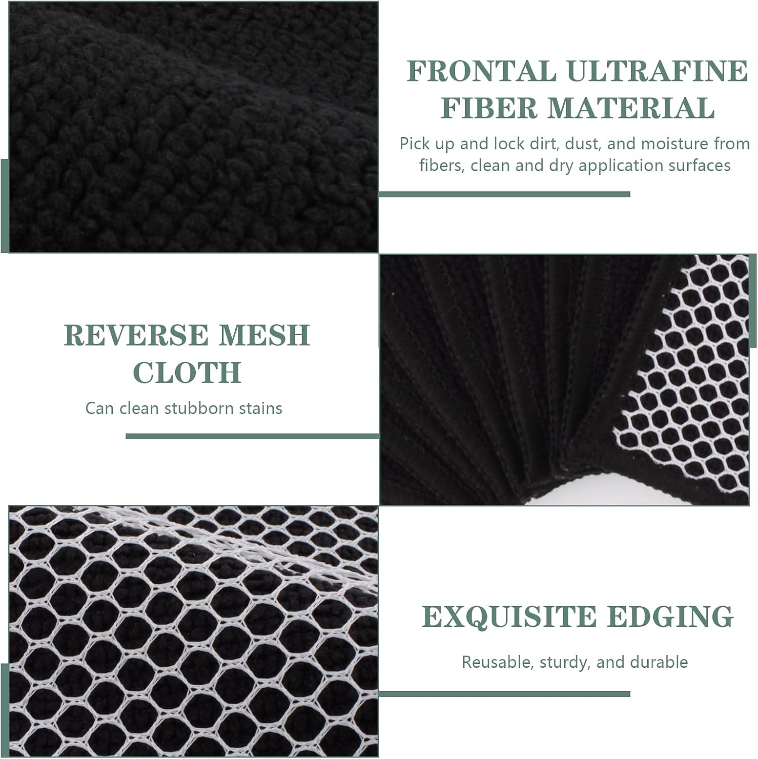 SINLAND Microfiber Dish Cloth for Washing Dishes Dish Washing Rags Best Kitchen Washcloth Cleaning Cloths Wash Cloths with Poly Scour Side 7.87Inchx7.87Inch 10 Pack Black