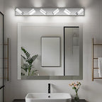 Modern LED Bathroom Lights Fixtures(6-Light),Metal Chrome Acrylic Wall Lighting,Vanity Lights for Bathroom Over Mirror(6000k 41In