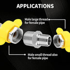 4 Pack 1/2 to 3/8 Reducer Faucet Adapter 304 Pipe Fitting 3/8 Male to 1/2 Male Supply Line Adapter for RV Kitchen Plumbing Water Hose Pipe Connector with Rubber Washer