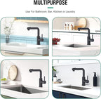 CREA Black Kitchen Faucet with Pull Down Sprayer - Bar Sink Faucets Single Hole/Handle - Modern Stainless Steel Small Kitchen Faucet for Mini Sink RV Outdoor Utility Laundry Faucet