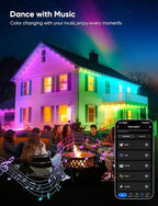 APPECK Permanent Outdoor Lights 50ft,RGBW Eaves Light with 36 LED Lights,111+ Scenes Modes Outdoor Lighting, Waterproof Permanent Light for Daily Holiday Halloween Decorations, Works with Alexa,White