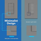 LIDER Minimalist Design Matte Finish Lighted Triple Switch, Combination Frameless Decorator Switch with Locator Light, Ground Terminal, Single Pole, 15A 120-277V, UL Listed, LCS3-1P-GY, Gray