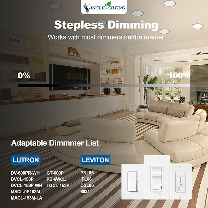 DLLT LED Recessed Ceiling Light: 24 Pack 4 Inch Brushed Nickel Recessed Lighting