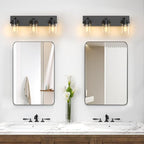 IZORRO Bathroom Vanity Light Fixture, 3-Light 22 Inch Matte Black Bathroom Light Fixtures Over Mirror, with Clear Glass Shade, Modern Farmhouse Vanity Lights, Rustic Restroom Lighting Fixtures