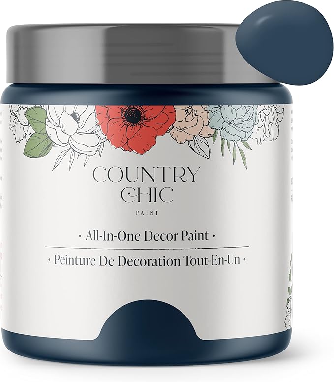 Country Chic All-in-One Chalk Paint for Furniture, Cabinets, Home Decor, Eco-Friendly, Matte Finish, Built-In Primer & Top Coat for Wood, Metal - Starstruck (Navy Blue) - Pint 16 oz (475 ml)