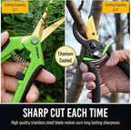 8.5" Professional Bypass Pruning Shears & Gardening Scissors Set - Super Sharp Premium Garden Shears | Pruning Shears For Gardening, Garden Hedge Clippers Handheld Pruners - Garden Scissors