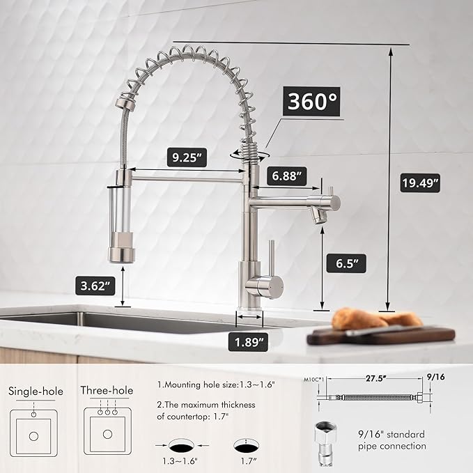 AIMADI Kitchen Faucet with Pull Down Sprayer,Commercial Stainless Steel Pull Down Sprayer Kitchen Faucet Single Hole Single Handle RV Laundry Outdoor Kitchen Sink Faucets