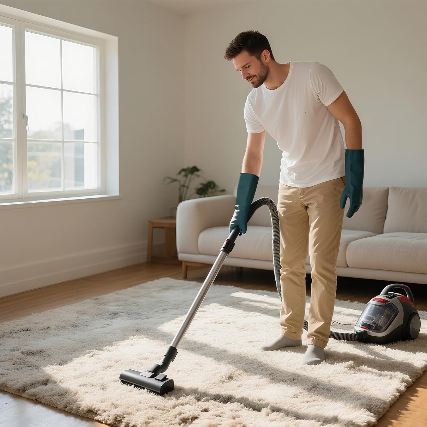 Bamllum 4 Pairs Dishwashing Gloves – Reusable Rubber Cleaning Gloves for Kitchen, Bathroom & Household, Durable & Flexible, Colorful Non-Slip Design (Large)