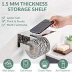 Toilet Paper Holder with Phone Shelf Polished Chrome, APLusee Bathroom Accessories 304 Stainless Steel Tissue Roll Dispenser Storage Wall Mounted