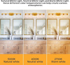 6 Light Bathroom Light Fixtures, Large Gold Bathroom Vanity Light with Clear Glass Shade, Brushed Brass Gold Bathroom Lighting Fixtures Over Mirror, Modern Wall Scones for Bedroom Living Room