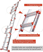 Ladder, A Frame 5 Step Ladder Extension, 17 Ft Anti-Slip Multi Position Ladder, Storage Folding Ladder, 330 lbs Security Load Telescoping Aluminum Ladders for Stairs Home Indoor Outdoor Roof