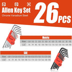 Meiwaltee Allen Wrench Set, 26PCS Metric (1.27-10mm) & SAE (0.05"-3/8") Allen Key Set, L-Hex Key Set With Long Arm Ball End,Visible Size-Marked For Bicycle - Appliance Repair, Furniture Assembly