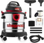 Shop-Vac 5989305 Wet/Dry Vacuum, 5 Gallon, 4.5 Peak HP Stainless Steel Vacuum, 1.25 Inch Diameter x 7 Foot Hose, 6 Ft Cord Length, Ideal for Jobsite, Garage, Car & Workshop