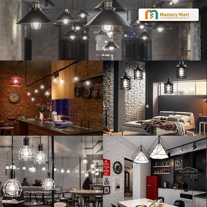 MASTERY MART 120 Pack Vintage LED Edison Bulbs, E26 Led Bulb 5.5W Equivalent to 60W, Dimmable, Soft White 2700K, High Brightness ST58 Antique LED Filament Bulbs, Clear Glass