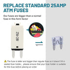 NuIth Manual Reset 25A Mini Fuse Circuit Breakers, E73 Low Profile ATM Circuit Breaker Blade Fuse DC 28V Resettable Standard Blade Fuses for Car Truck RV Marine (2PCS-25A)