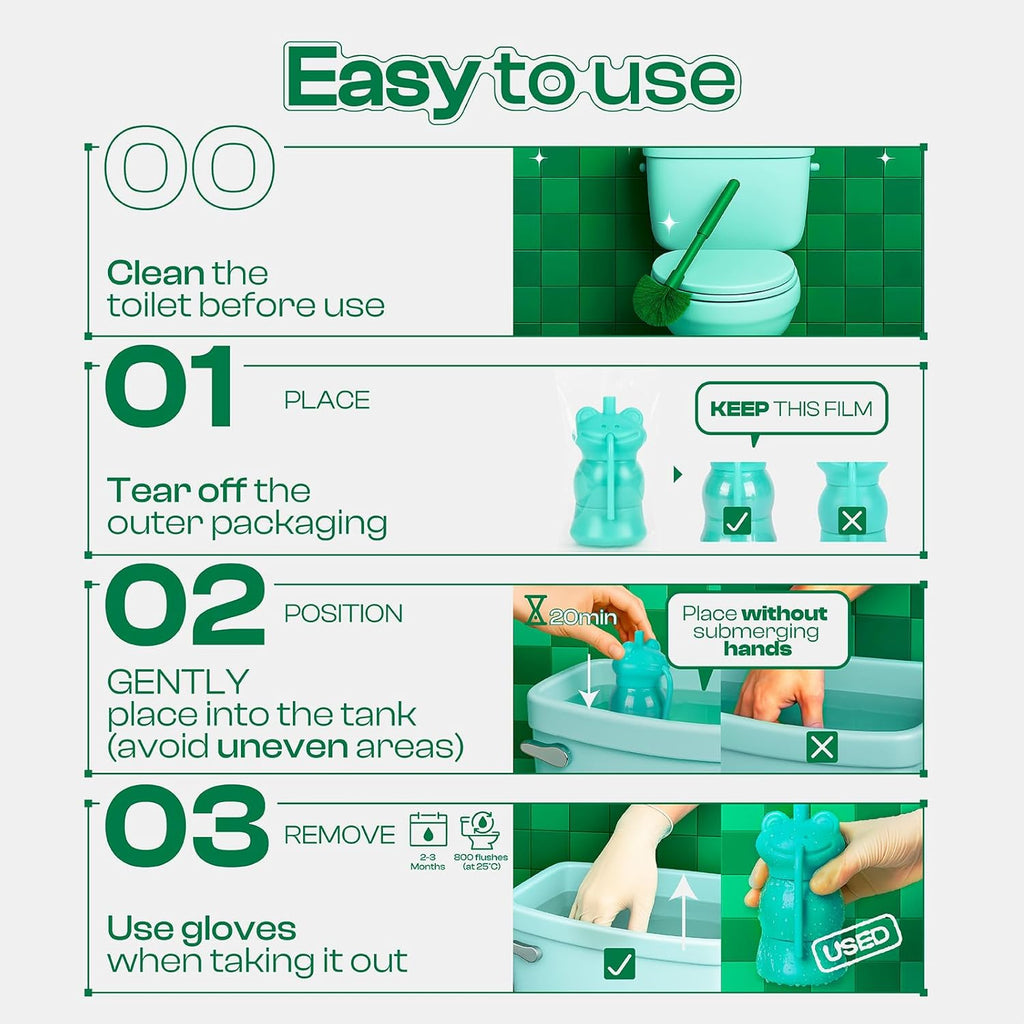 PurityNest Toilet Bowl Cleaners, Automatic Long-Lasting Tank Cleaner Bottles with Light Fresh Scent, Easy to Use for Home & Office Cleaning, Blue