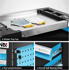 DNA MOTORING 7-Drawer Rolling Tools Chest, Rolling Tool Storage Cabinet, Heavy Duty Mechanic Tool Cart, Trolley Organizer for Garage, Warehouse, Workshop, Blue, TOOLS-00482