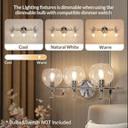 ANDY STAR Chrome Vanity Light, 3-Light Polished Silver Bathroom Light Fixture Over Mirror, Modern Wall Sconce with Clear Glass Shade, Industrial Wall Lighting for Living Room, Bedroom, Hallway, 22.3"