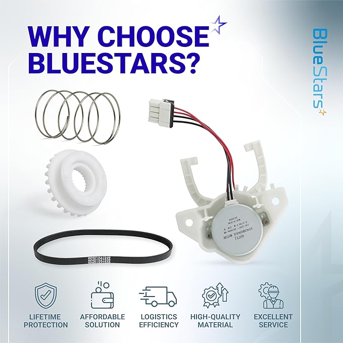 [UPGRADED] BlueStars WH03X30517 Washer Shift Actuator & WH01X27538 Washer Drive Belt & WH05X24185 Washing Machine Clutch & WH01X24434 Washer Spring - for GE Hotpoint Clothes Washer