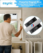 eSynic Portable Digital Angle Finder with Laser IP54 Waterpoof Digital Inclinometer 2 Backlight LCD Display Aluminium Alloy Rechargeable Laser Level Tool With Cross Leveling Line(Laser Level Class II)