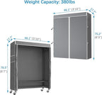 VIPEK R3C Plus Garment Rack Rolling Clothes Racks with Locking Wheels, Heavy Duty Clothing Rack Portable Closet with Adjustable Shelves & Side Hooks, Black Rack with Grey Upgraded Polyester Cover