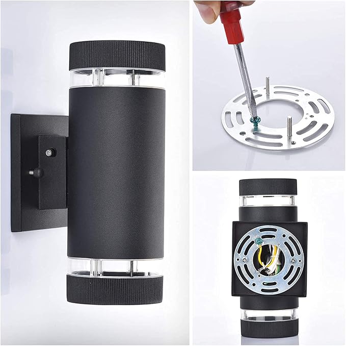 Outdoor Wall Sconce Exterior Lighting Fixture - ETL Listed,Aluminum Waterproof Wall Mount Cylinder Design - Up Down Light Fixture for Porch, Garage and Patio