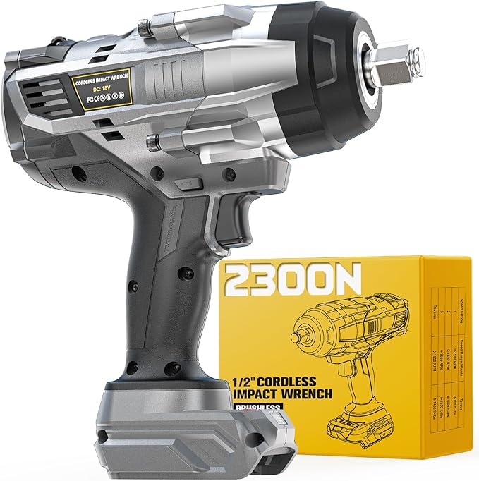 Cordless Impact Wrench 1/2" Compatible with DeWalt 20V Battery, 1700 Ft-lbs (2300 Nm) High Torque Impact Driver, Electric Impact Gun with 4 Modes & LED Light for Car, Truck(Bare Tool)