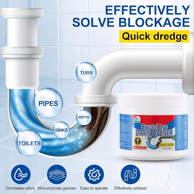 BELL BIRD Drain Opener,Powerful Unclogging,Crystal lye, Sodium hydroxide, Unclog drains, Bathroom sinks, Kitchen sinks, Shower pipes (3 PSC, Gram, 780)