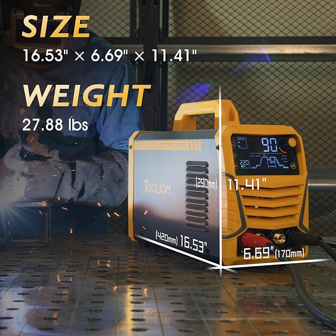 TOOLIOM 200A AC/DC TIG Welder with Pulse, Dual Voltage 110V/220V, Aluminum Welder with IGBT Inverter, Large LED Display, AC TIG/DC TIG/Pulse TIG/SPOT TIG/Stick Multiprocess Welding Machine
