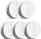 Smoke and Carbon Monoxide Detector Combo with Voice Alert, Dual Sensor Fire and CO Alarm with LED Light and Test Button, Auto Check, Battery Operated, UL 217 & UL 2034 Standards, 5 Pack