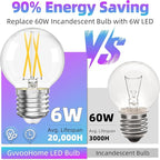 G16.5 LED Bulb Dimmable, 6W, 60 watt Equivalent, 4000K Neutral White E26 Globe Bulb, Round Edison Bulbs for Ceiling Fan, Pendant, Chandeliers, 90+CRI 600LM, 6 Pack
