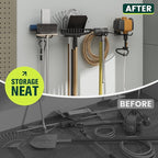 Garden Tool Organizer Rack, Wall Mount Garage Tool Organizer Storage Hook for Yard Shed, Metal Garage Garden Tool Hanger for Lawn Organizer Holds Shovel,Rakes,Brooms,Hoses 2 Pack